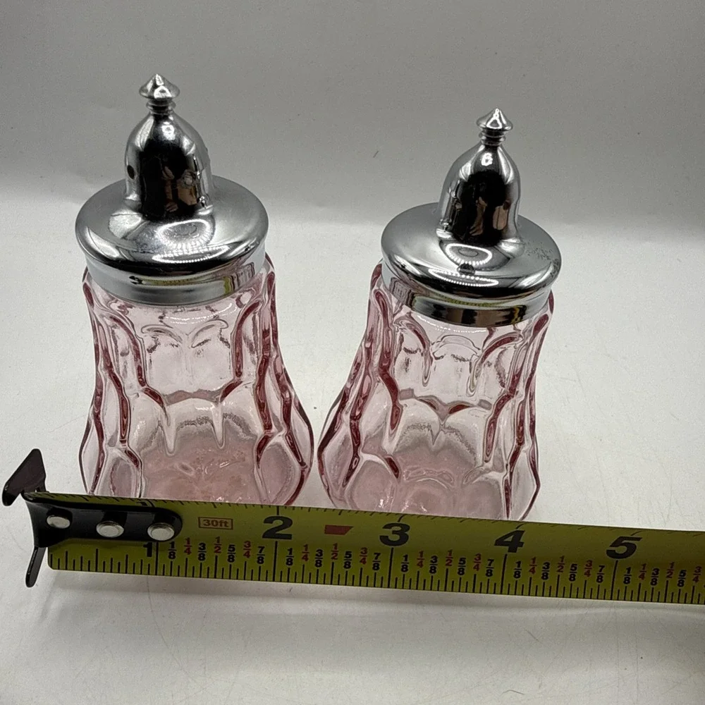 Fenton Art Glass Vintage Pink Thumbprint Salt and Pepper Shaker Set